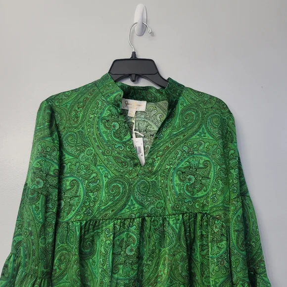 JB By Julie Brown New York Paisley Print Split Mock Neck Bell 3/4 Sleeve Top - Picture 6 of 10